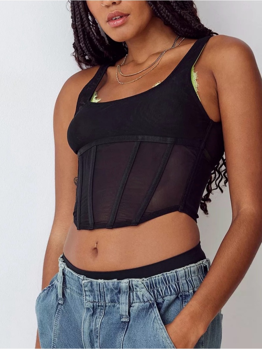 Urban Outfitters Out From Under Women’s Sheer Mesh Lace Up Corset Top Size Small